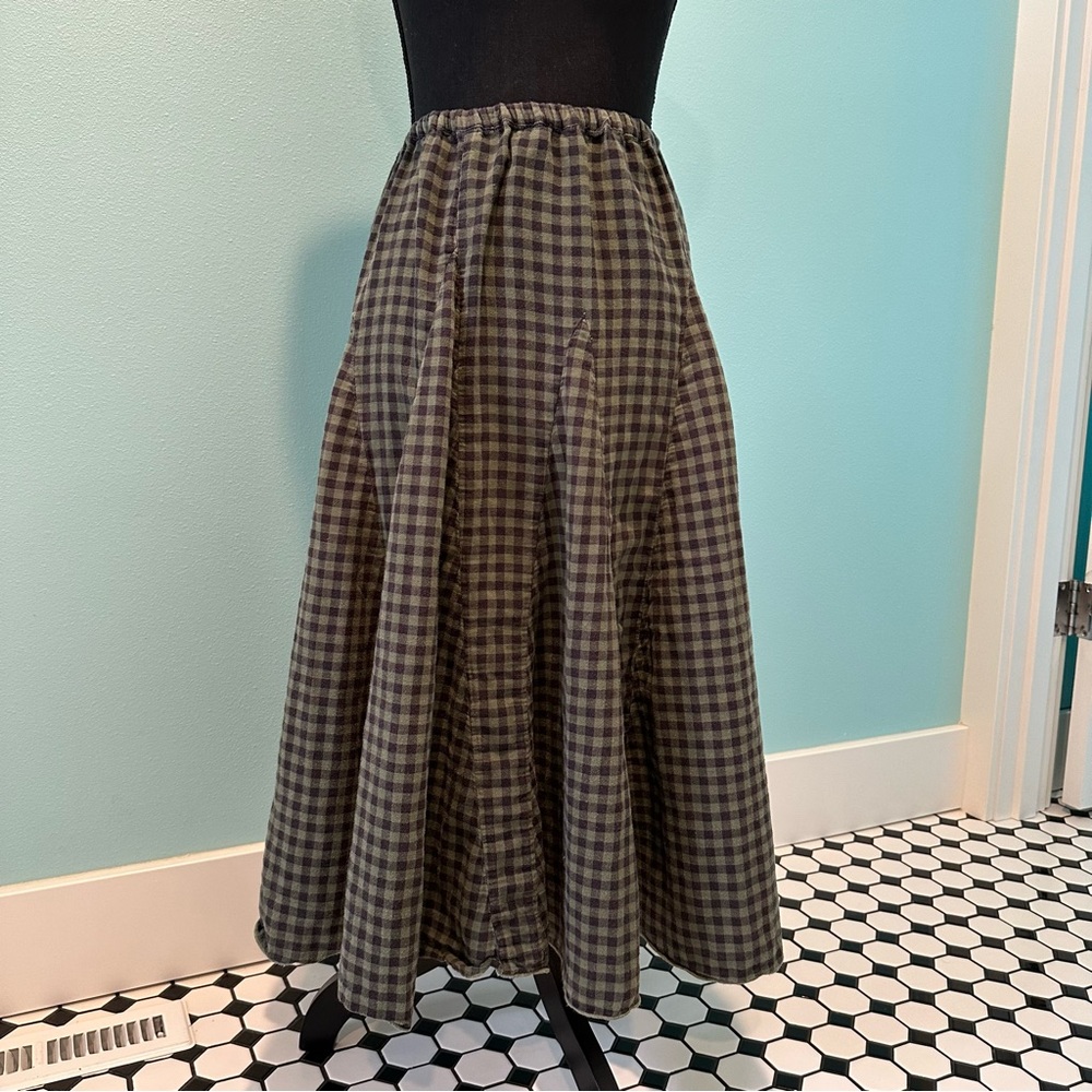 CP Shades Lily cotton and silk plaid pull on maxi skirt